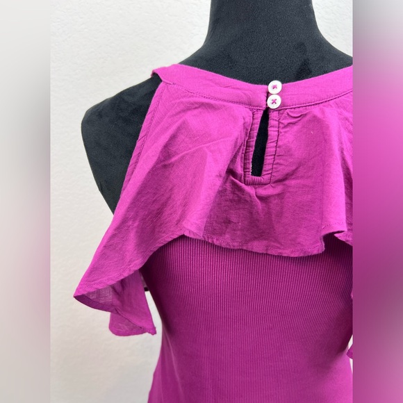 NWT: Anthropologie Maeve Ribbed Ruffled Halter Tank Top in Purple Size Medium - Picture 5 of 8